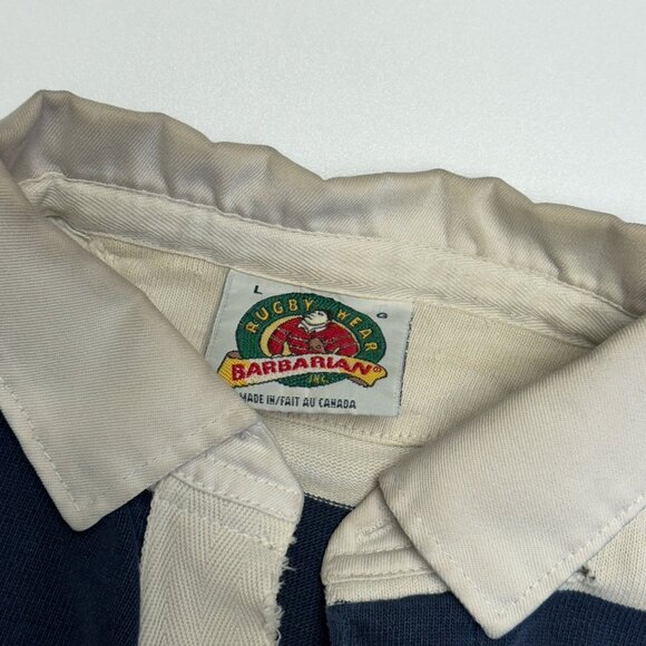 Barbarian Rugby Wear Shirt Mens Large 21x26.5 Gonzaga Striped Logo - Picture 10 of 15